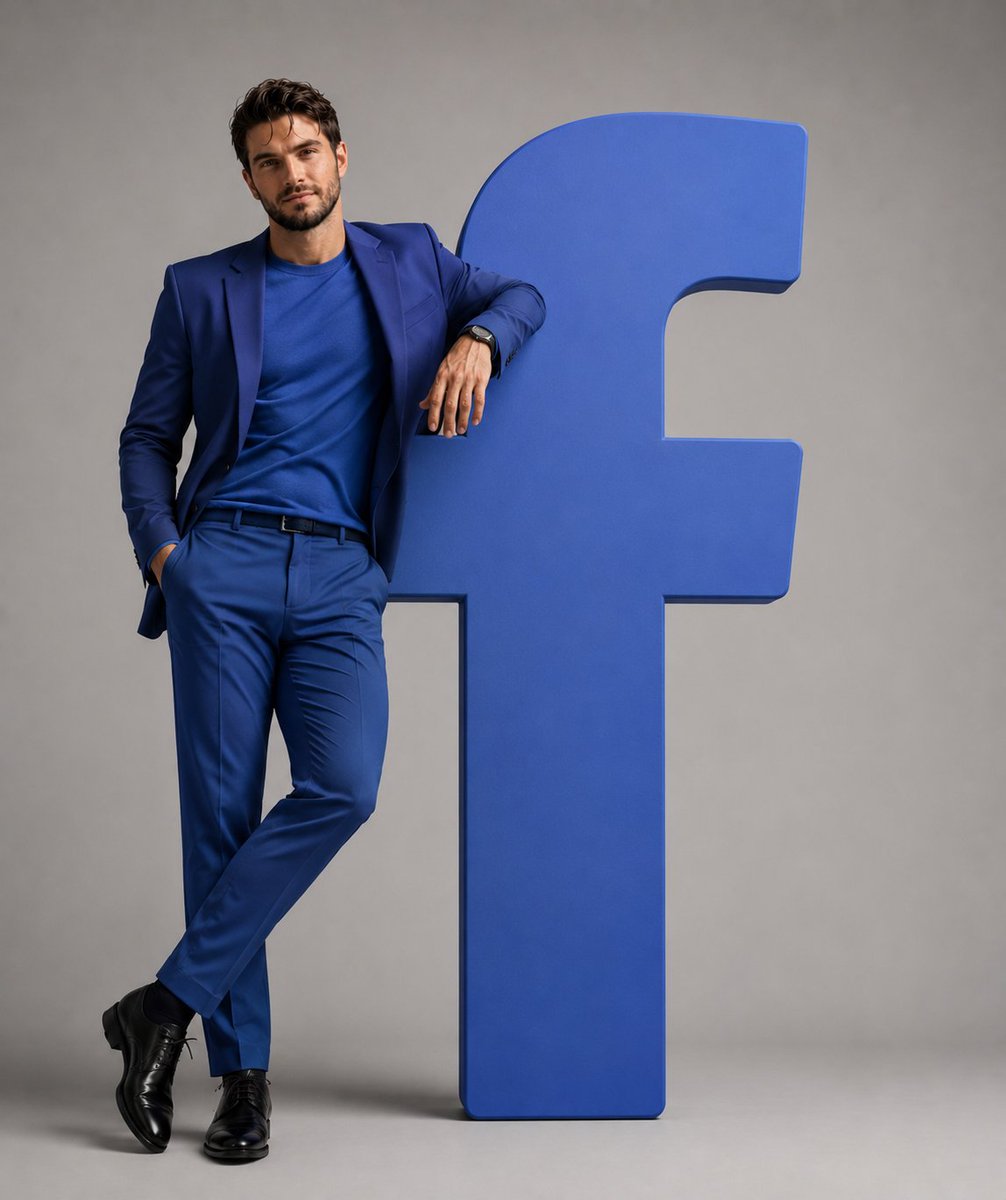 A hyper-realistic editorial photograph of a stylish man confidently interacting with the oversiz 3