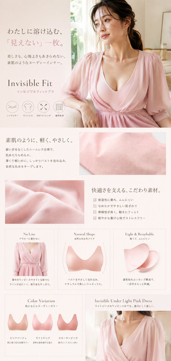 Create a hyper-realistic luxury lingerie e-commerce detail-page visual inspired by premium Japan 4
