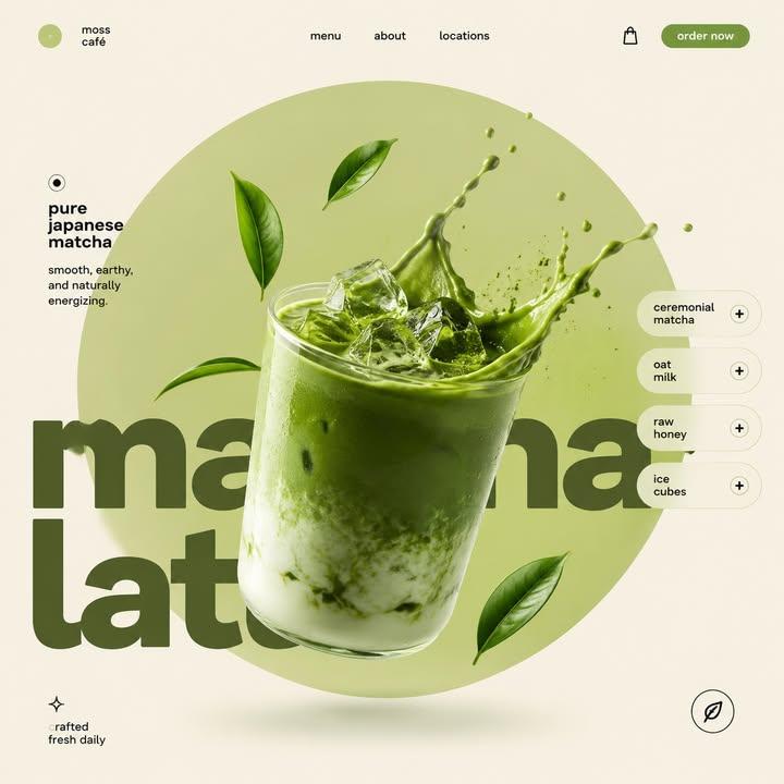[Matcha Latte] STYLE & ART DIRECTION: Modern minimalist food advertising aesthetics, Swiss-style 2