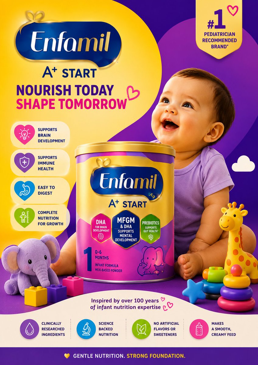Ultra-premium commercial baby formula advertisement poster for a famous infant milk brand, hyper 2