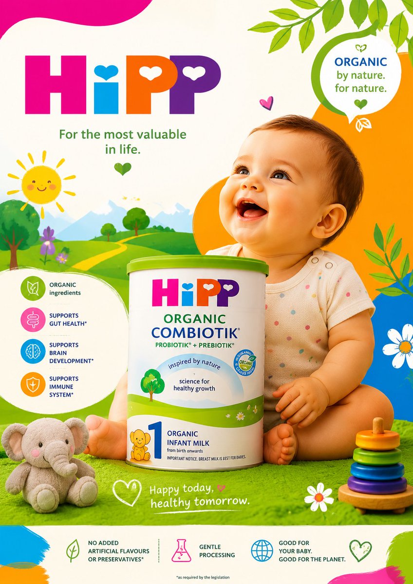 Ultra-premium commercial baby formula advertisement poster for a famous infant milk brand, hyper
