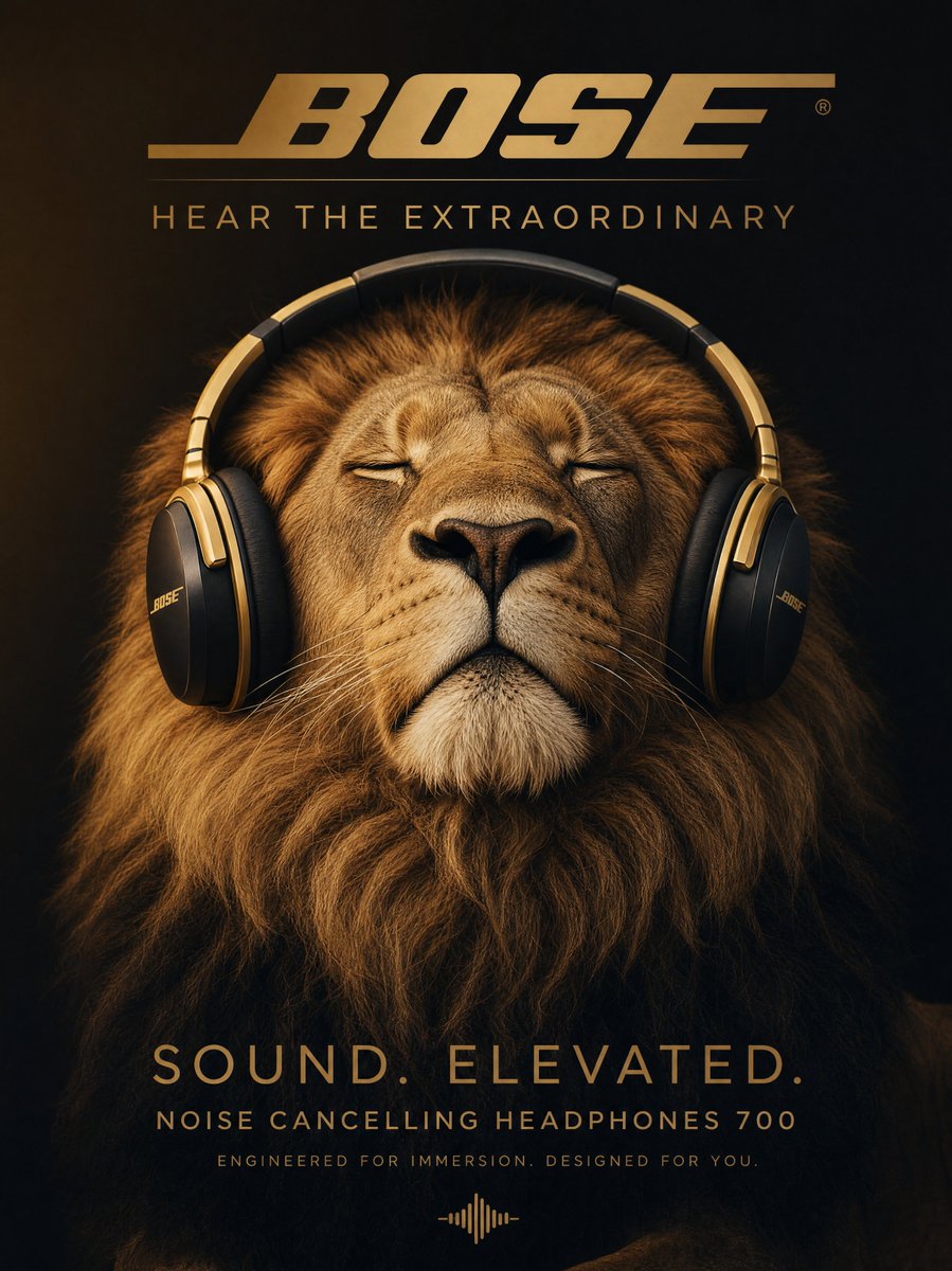 Ultra realistic commercial poster of a massive brown grizzly bear peacefully enjoying music whil 4