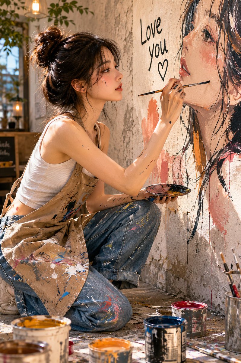 Create a realistic, editorial-style portrait photo set in a cozy and artistic café. The subject  2