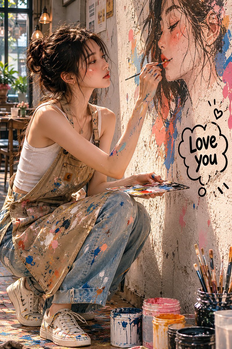 Create a realistic, editorial-style portrait photo set in a cozy and artistic café. The subject 