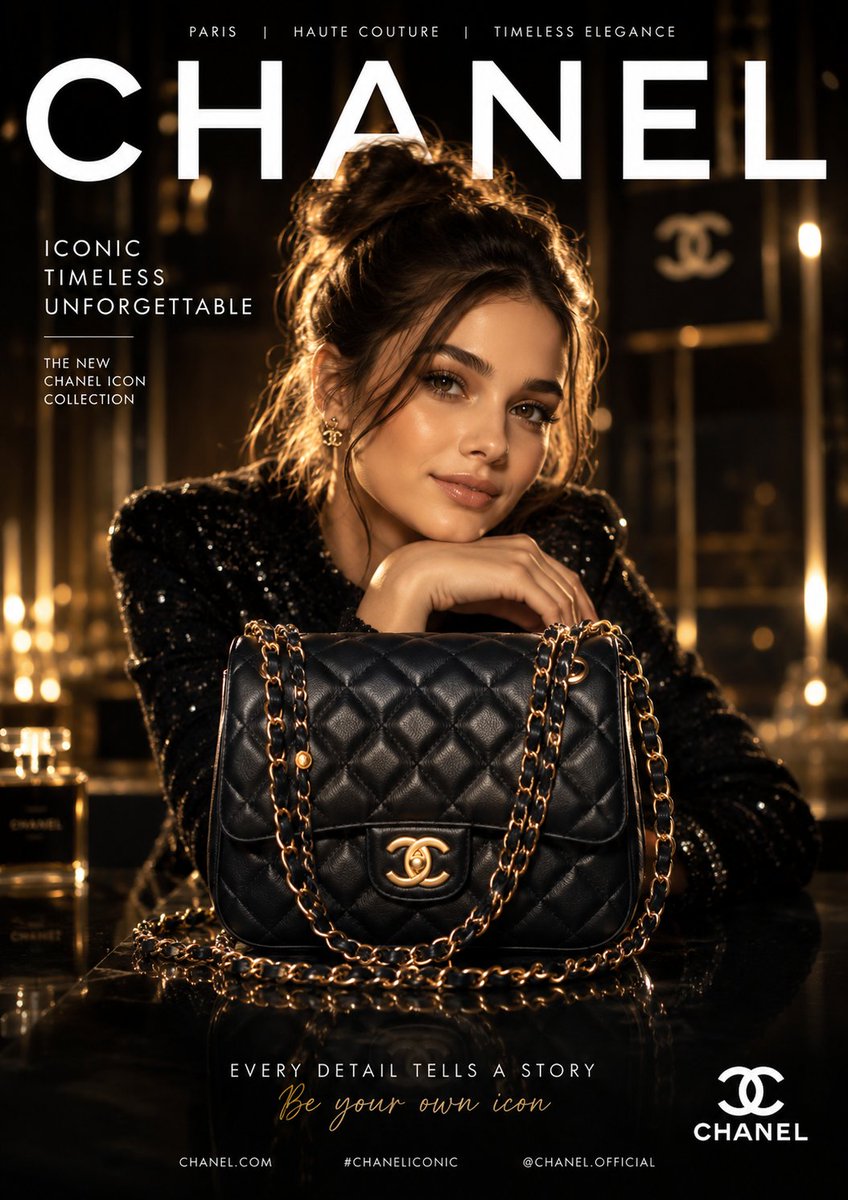 Create an ultra-premium luxury fashion campaign poster inspired by elite European fashion houses 2