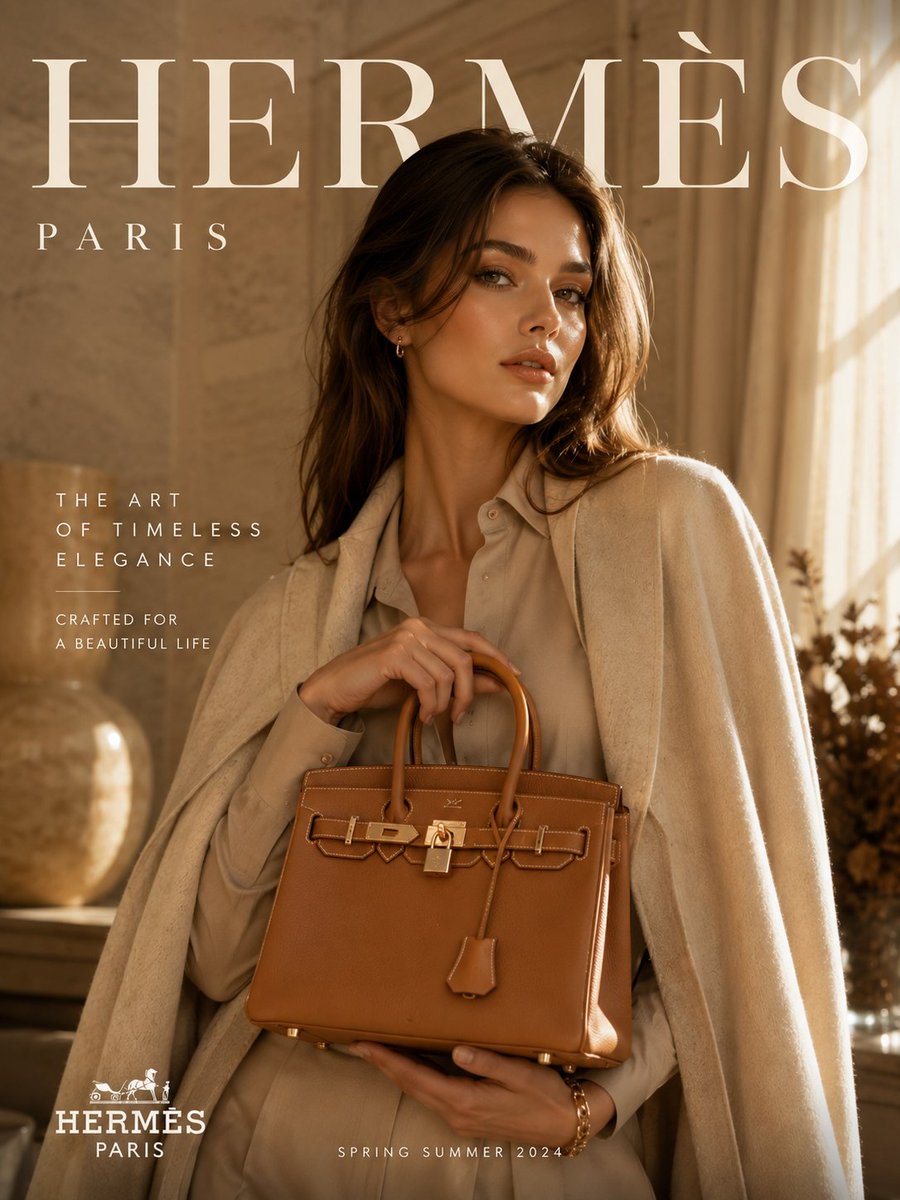 Create an ultra-premium luxury fashion campaign poster inspired by elite European fashion houses