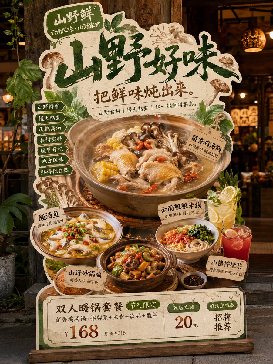 请生成一张高完成度的「餐饮异形展架 / 立牌」设计图，用于展示餐饮门店的新品推荐、招牌产品、套餐促销或品牌活动信息。 3