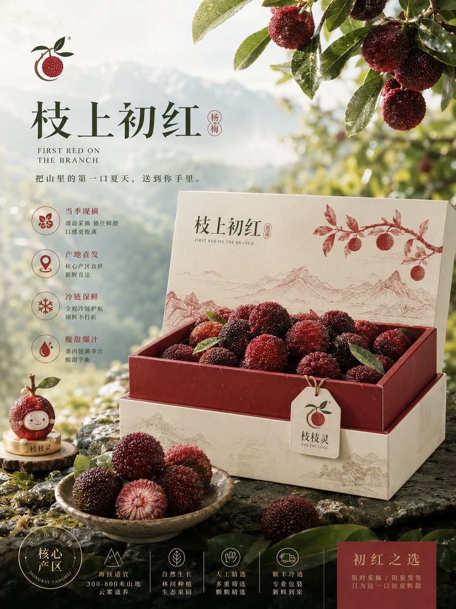 请根据以下设定，创作一套高完成度、具有统一视觉系统的「原创鲜果电商品牌商品化提案 / 4-Board Fresh Fruit Brand Commercialization Proposal」