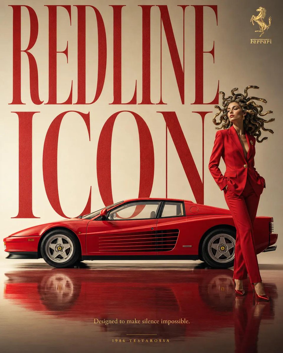 High-end surreal automotive advertising poster for [BRAND] [CAR MODEL], iconic vintage car shown 2