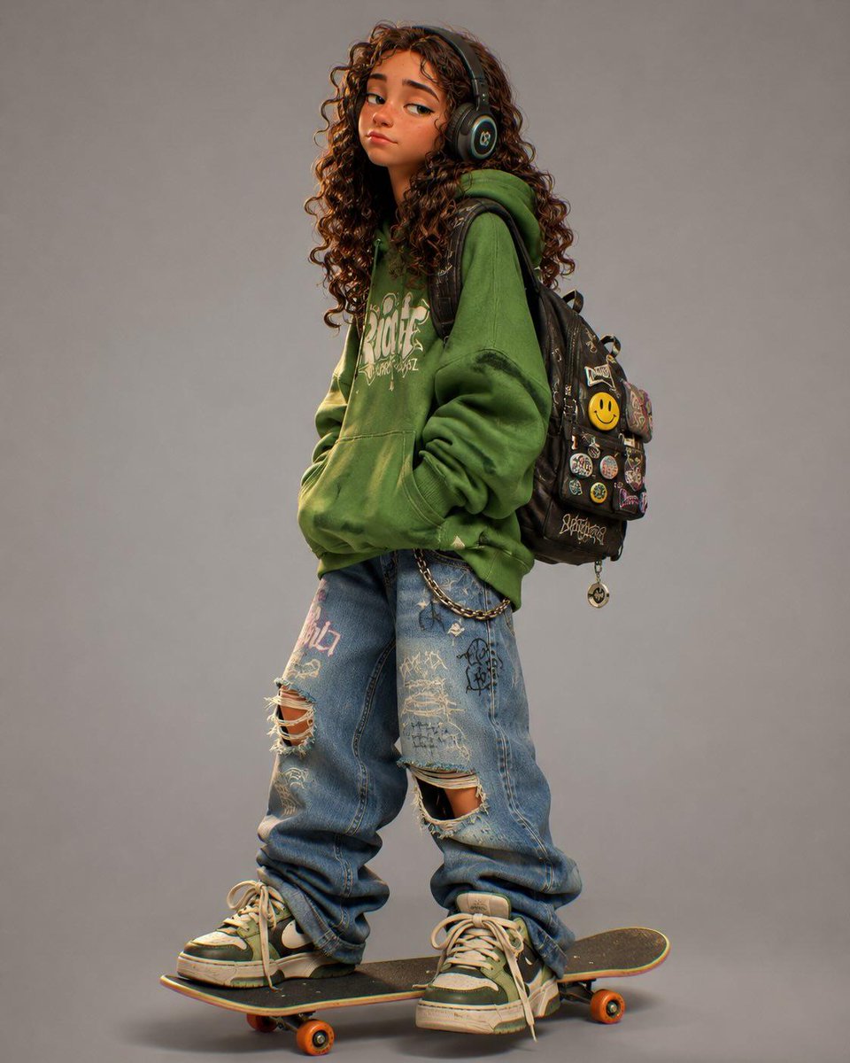 Stylized 3D cartoon character in a modern animated movie style, inspired by Pixar, Spider-Verse  2